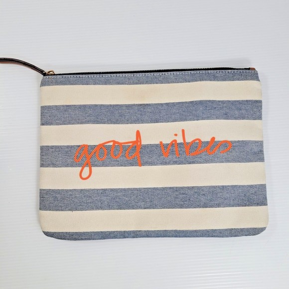 Stella & Dot Handbags - Stella & Dot Travel Makeup Bag Good Vibes Stripe Zippered Pouch Stella and Dot